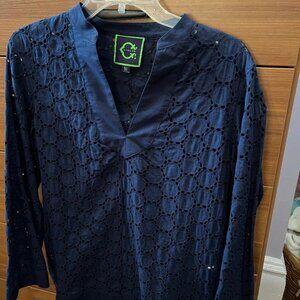 C. Wonder Blouse, M, Navy with eyelets